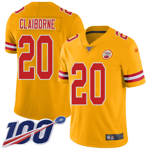 Men Kansas City Chiefs #20 Claiborne Morris Limited Gold Inverted Legend 100th Season Football Nike NFL Jersey->kansas city chiefs->NFL Jersey